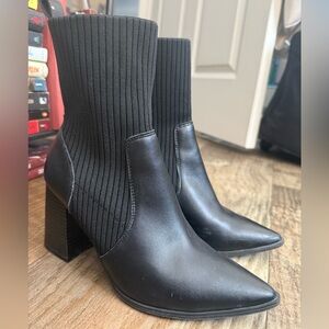 Blondo Ribbed Sock Block Heel Boots
